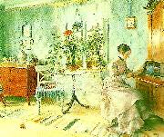 Carl Larsson interior med lasande dam painting